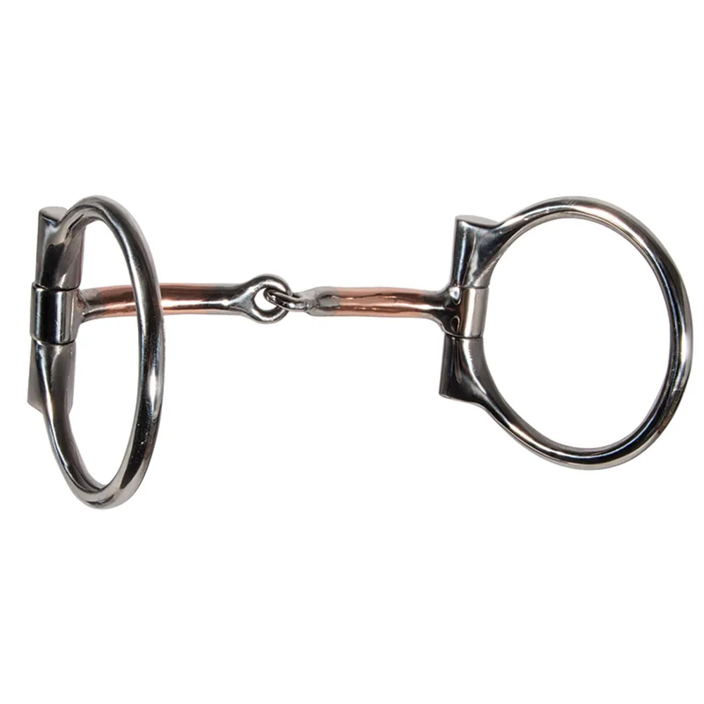 FES Curved Copper Offset D Ring Snaffle Bit
