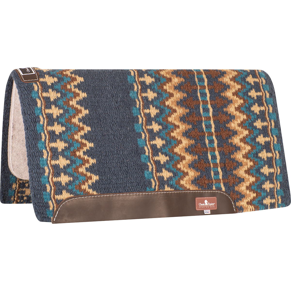 Classic Equine Classic Wool Top Pad 34x38" - 1" (2023 - Navy/Chestnut)