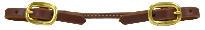 Paul Taylor Rolled Harness Leather Curb Strap - Brass Buckle