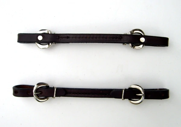 Western Straight Stitched Dark Leather Curb Strap