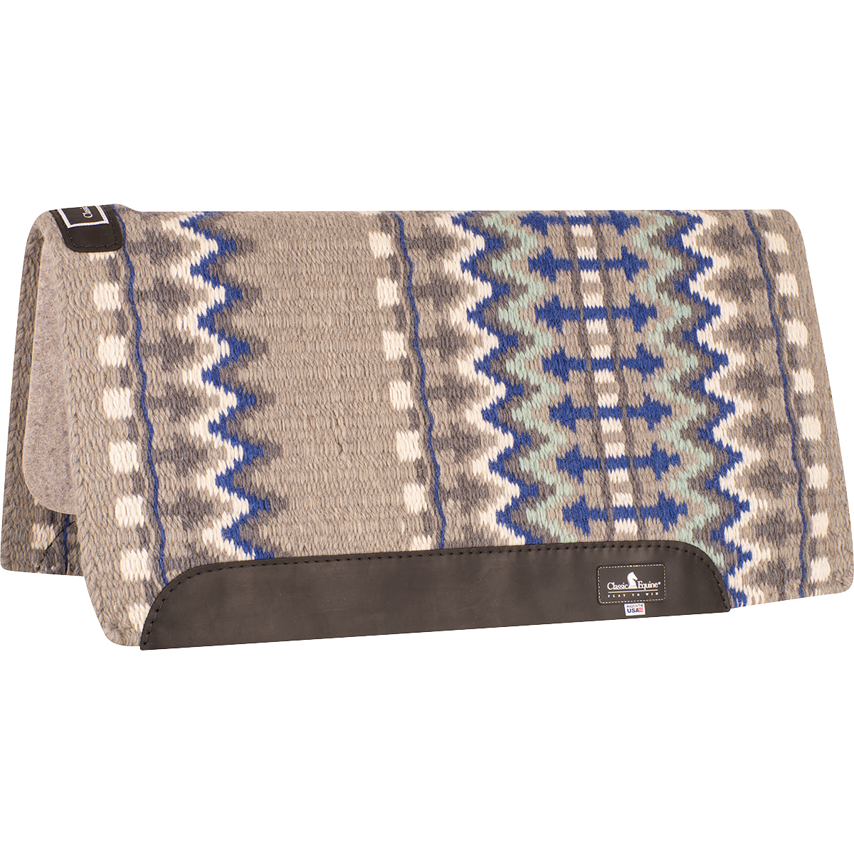 Classic Equine Classic Wool Top Pad 32x34 - 1" (2023 - Grey/Royal Blue)