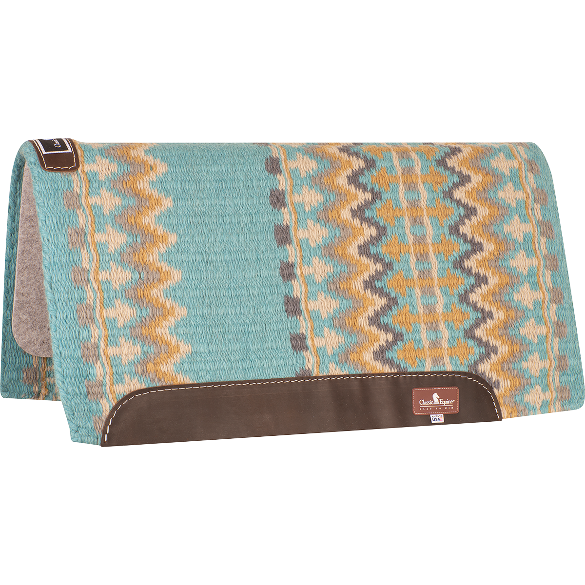 Classic Equine Classic Wool Top Pad 32x34 - 1" (2023 - Turquoise/Honey)