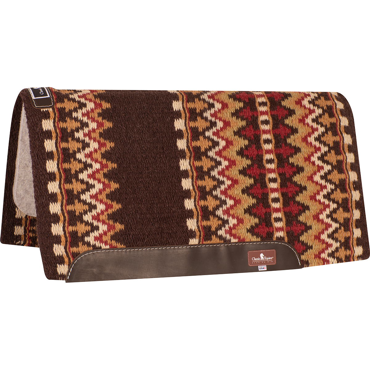 Classic Equine Classic Wool Top Pad 34x38" - 1" (2023 - Coffee/Red)