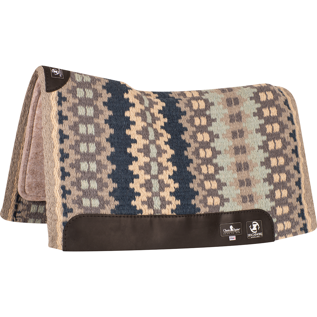 Classic Equine Zone™ Wool Top Zoombang™ Pad 34x38" - 3/4" (2023 - Grey/Navy)