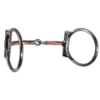 FES Curved Copper Offset D Ring Snaffle Bit