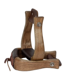Paul Taylor Ranchman Wood Flat Bottom Stirrups 2" - Leather Tread