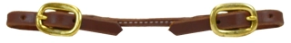 Paul Taylor Rolled Harness Leather Curb Strap - Brass Buckle